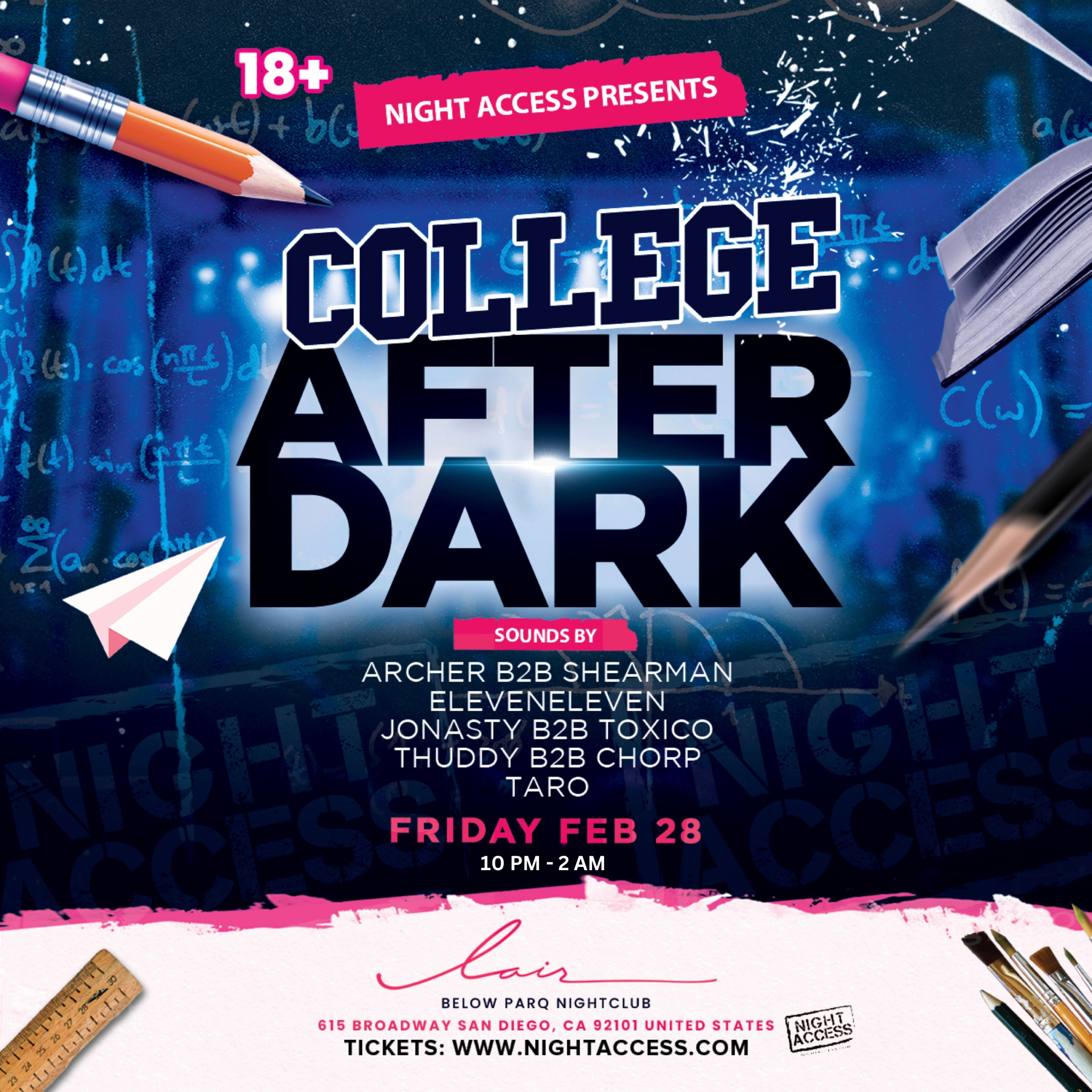 College After Dark @ LAIR BELOW PARQ • 2/28 • 18+
